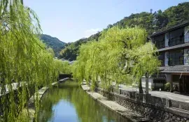 Pleasant Canal in the center of Kinosaki onsen village, Japan