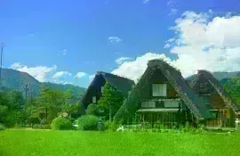 Shirakawago Unesco Weltkulturerbe Dorf in den japanischen Alpen