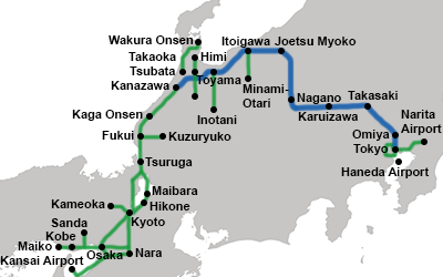 Osaka Tokyo railway network map