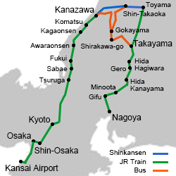 Takayama Hokuriku railway network map