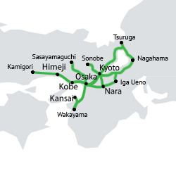 Kansai area railway network map