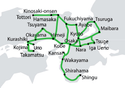Kansai wide railway network map