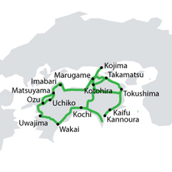 Shikoku area railing network map