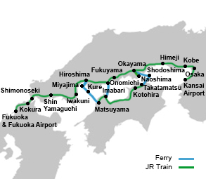 Setouchi area railway network map