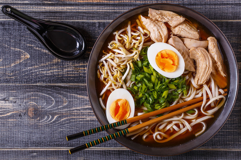Traditional Japanese ramen noodle soup