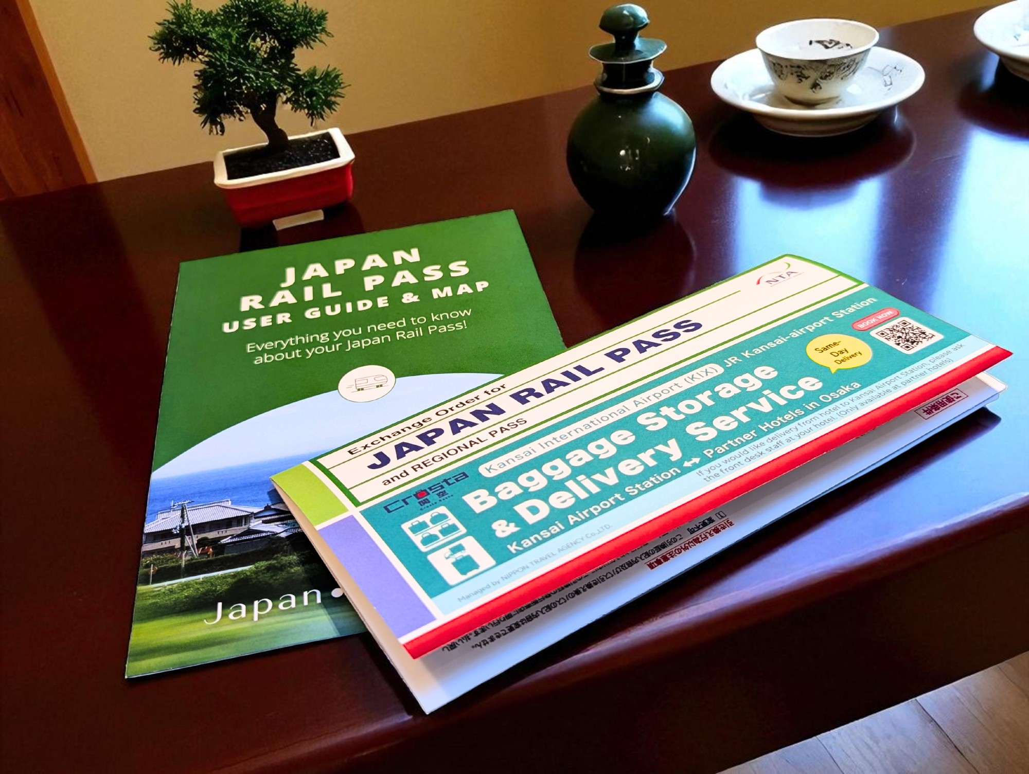 Voucher Japan Rail Pass on a table