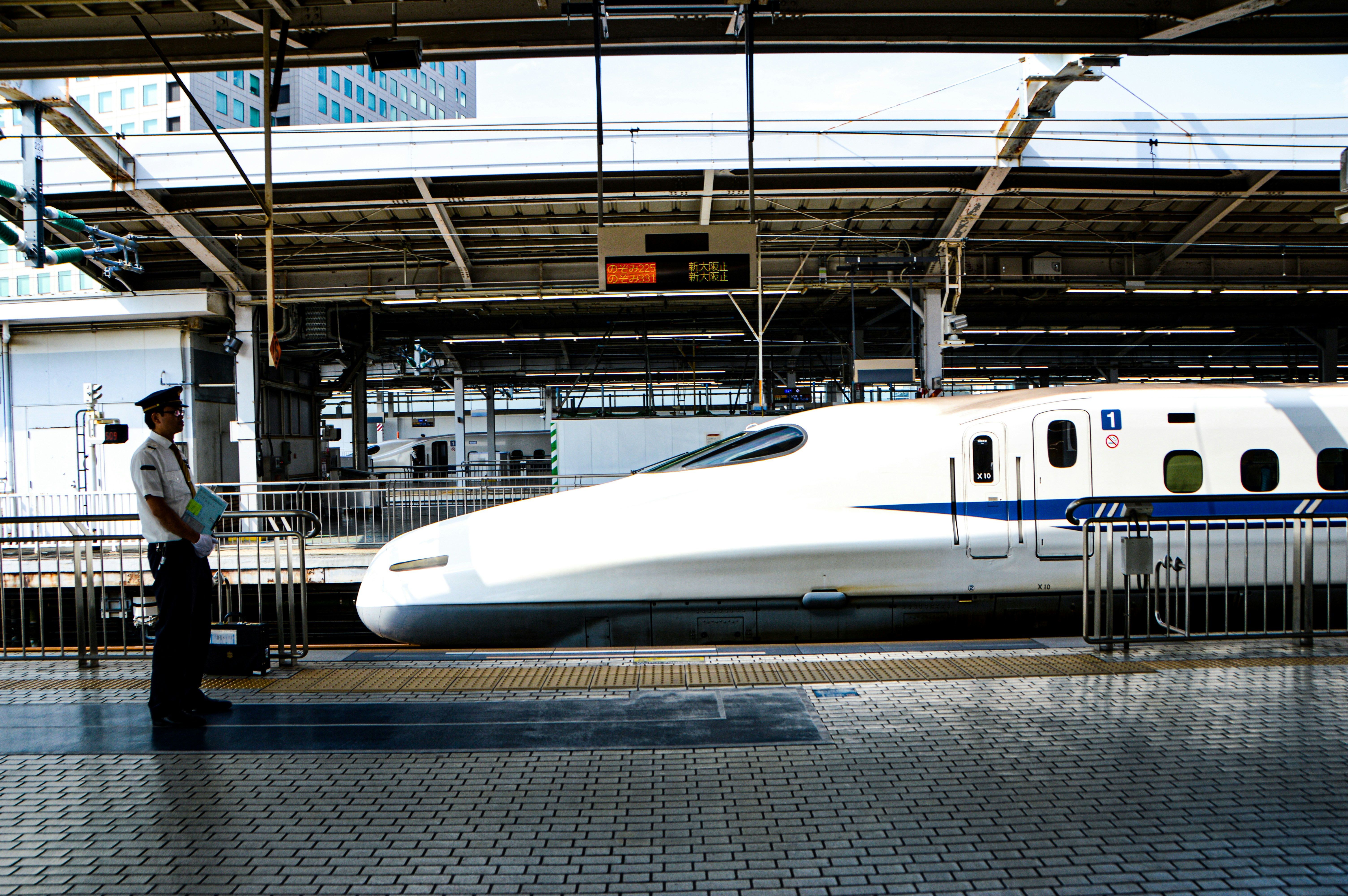 Shinkansen in train station