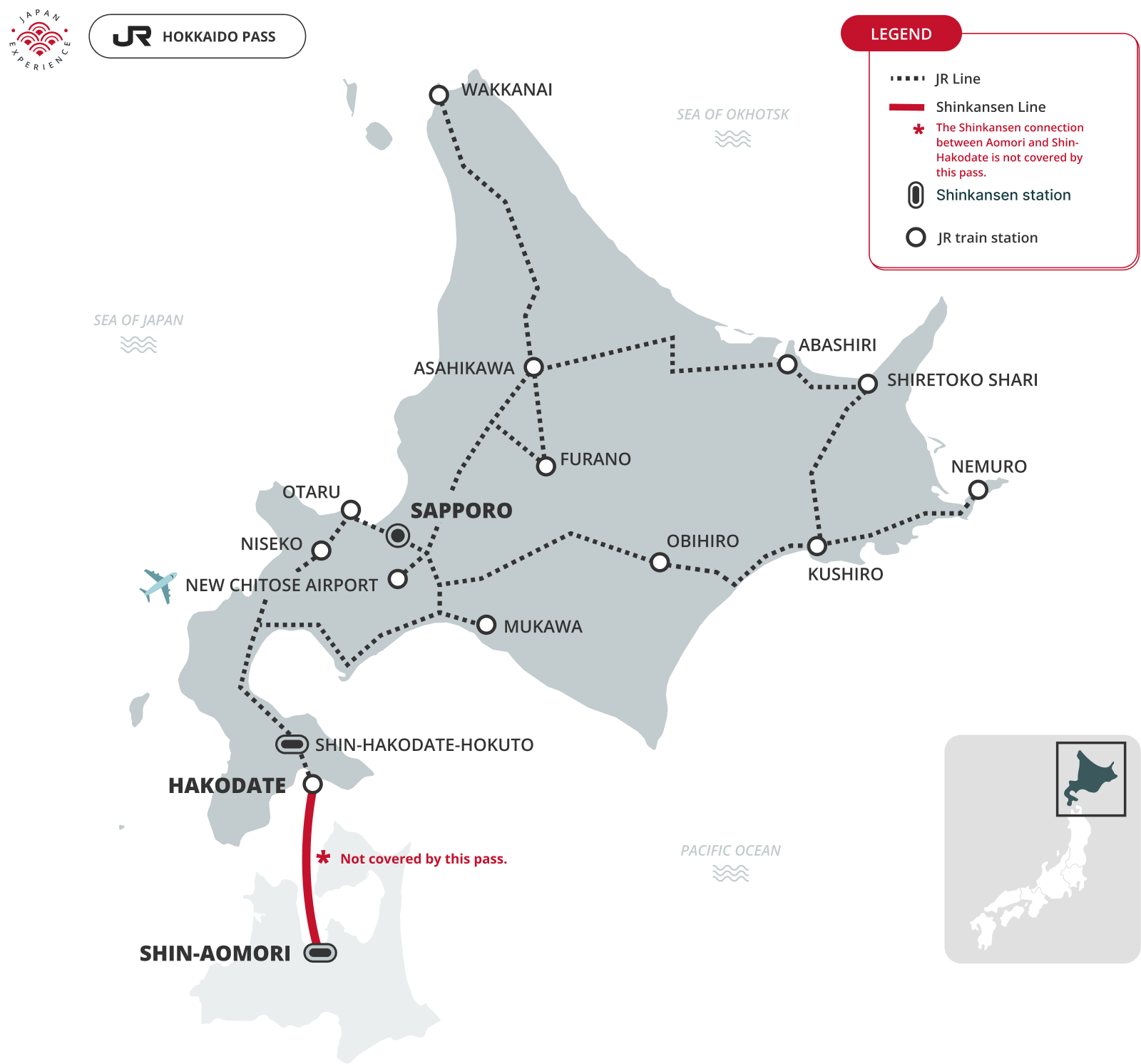 JR Hokkaido Area Pass Validity Map