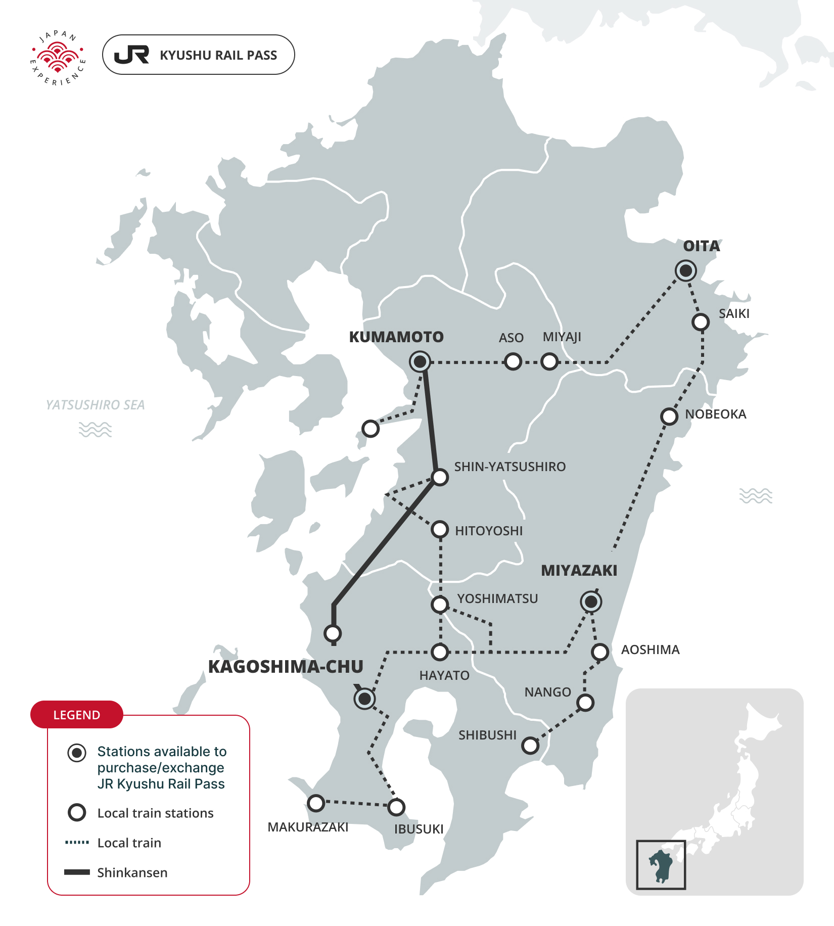 SOUTH KYUSHU Pass validity map