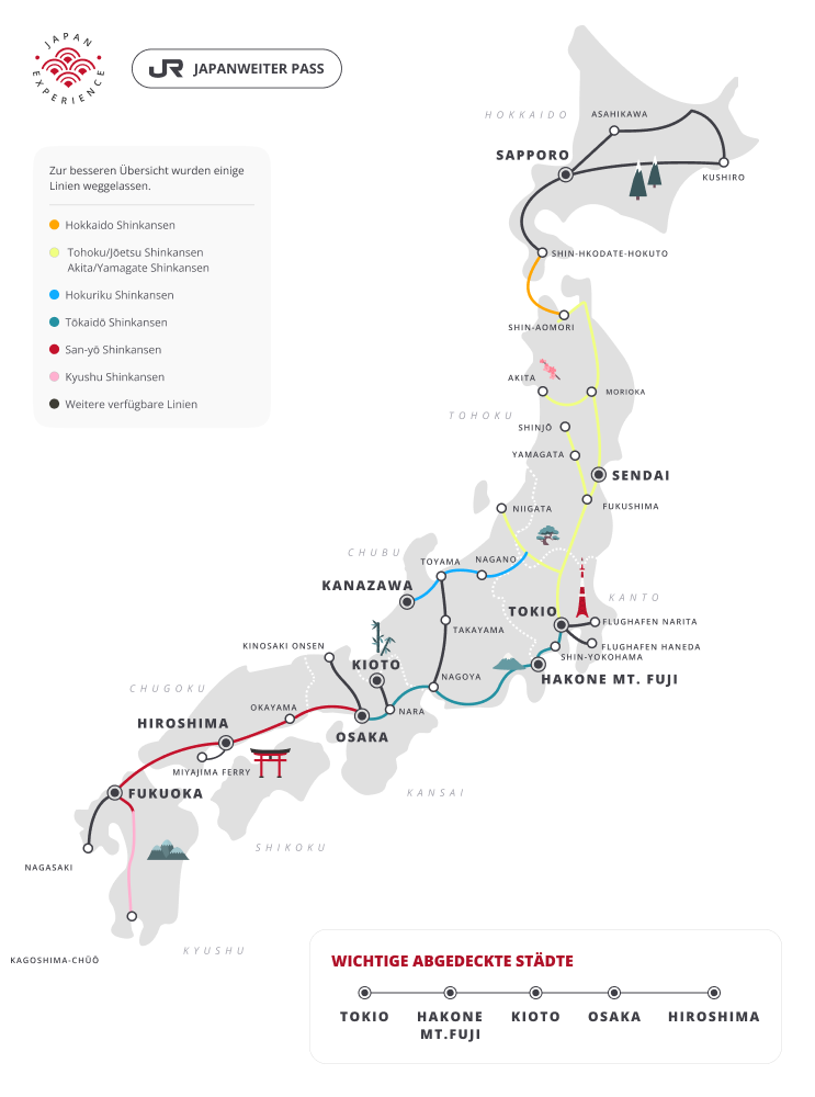 Karte des JR Pass für ganz Japan