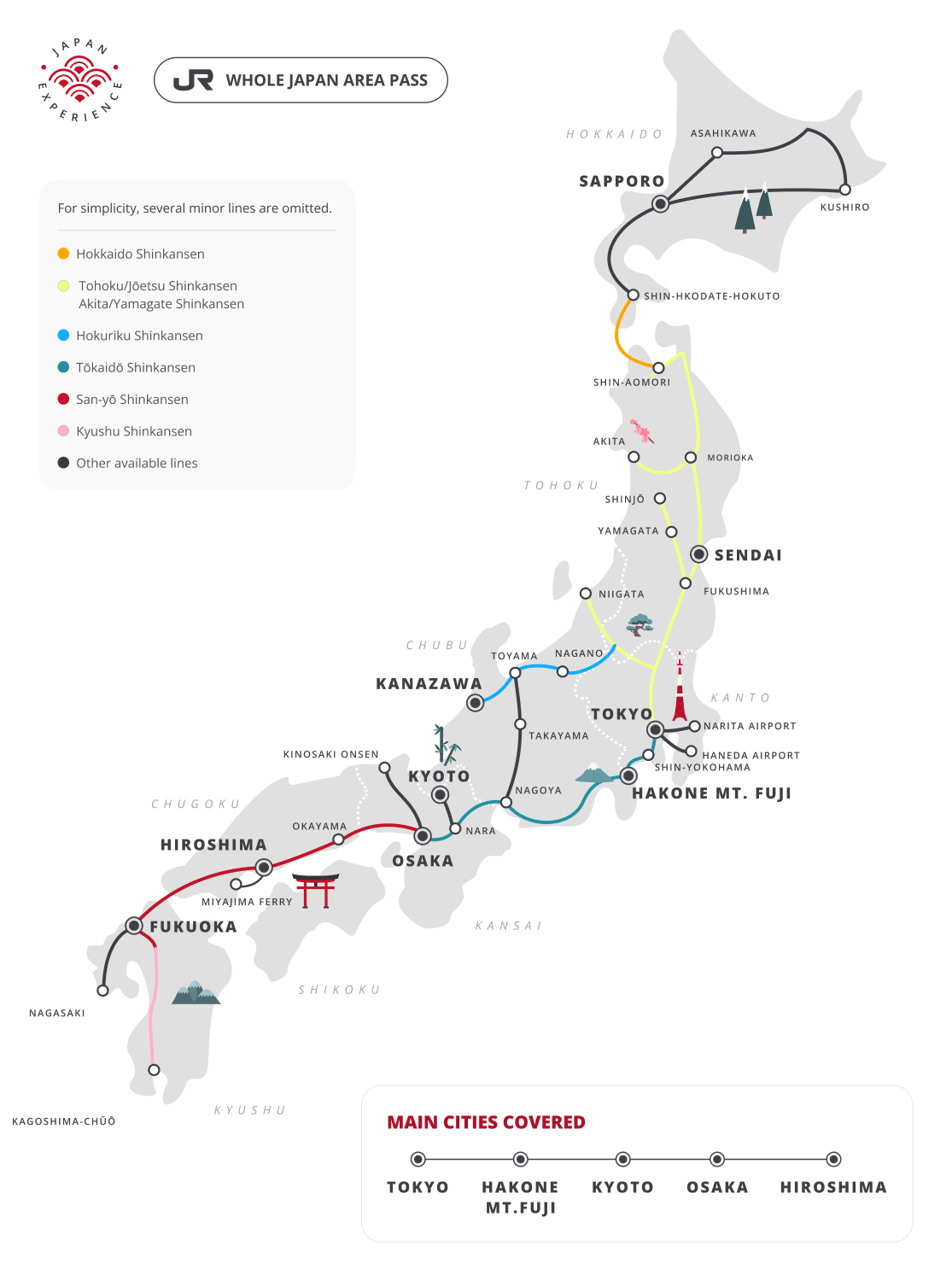 Map Whole Japan Area JR Pass English