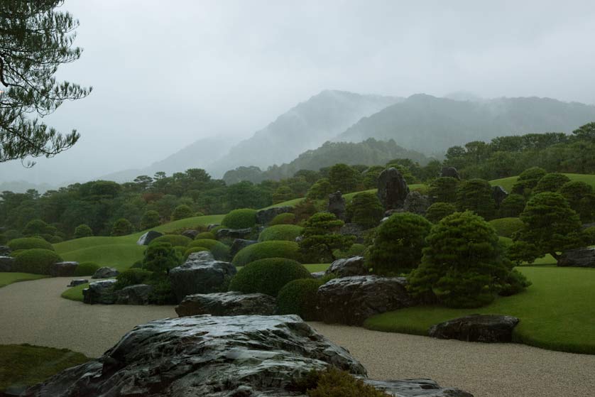 Gardens in rainy weather, Adachi Museum of Art, Shimane.