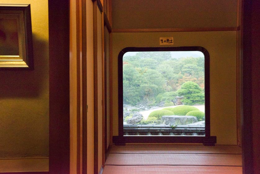 Adachi Museum of Art, Shimane, with garden showing through the window.