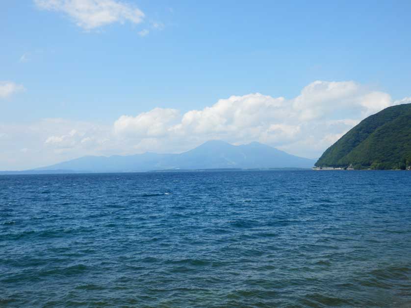 Lake Inawashiro with Mount Bandai in the background.