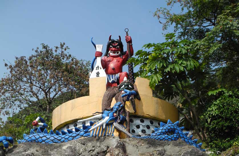 Kamado jigoku red devil, Ajimu, Beppu, Oita Prefecture.