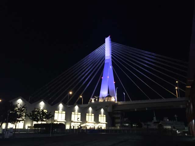 Aomori Bay Bridge and A-Factory near Aomori Station.