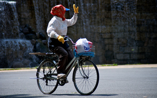 Cycling in Tokyo.