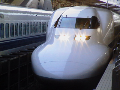 Bullet train arriving Nagoya Station, Nagoya, Japan.
