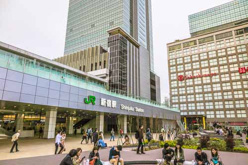 Plaza on south side of Busta Shinjuku, Shinjuku.