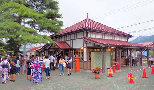 Nagatoro Station during the annual Funadama River Festival.