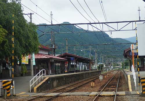 Train Tracks at Nagatoro Station during the annual Funadama River Festival.