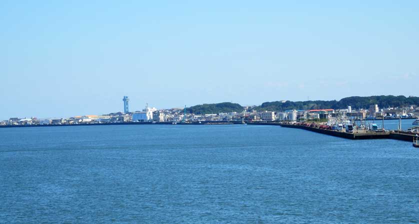 Riverside view of Choshi from Choshi Ohashi Bridge, Chiba Prefecture, Japan.
