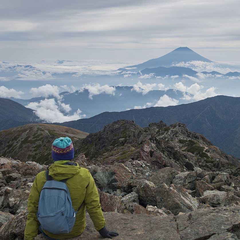 Climbing Mount Fuji.