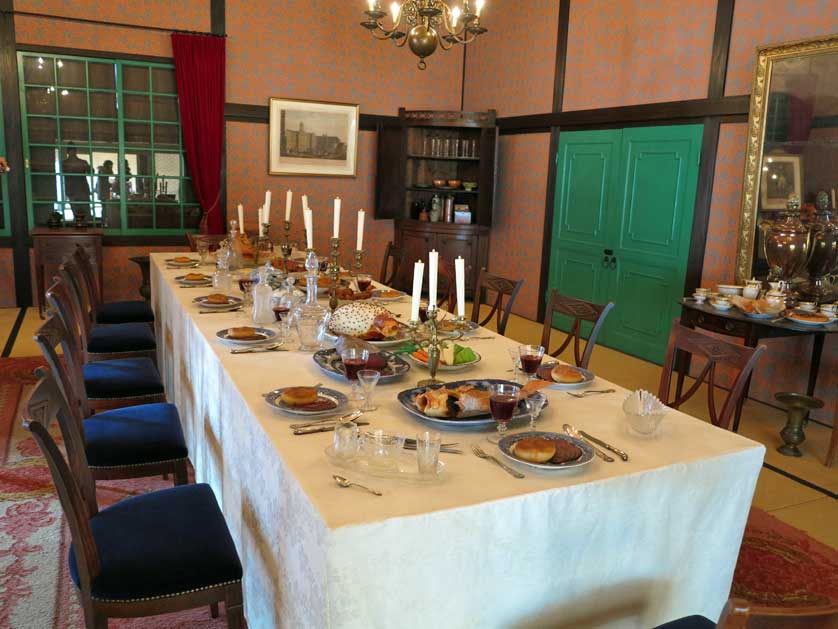 Table laid for dinner in the Chief Factor's Quarters on Dejima, Nagasaki.