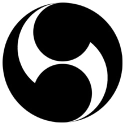 Mitsudomoe Japanese symbol.