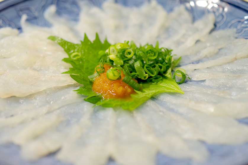 Fugu or pufferfish sashimi raw fish