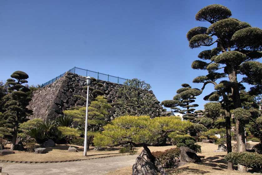 Funai Castle looks down on Funai town.