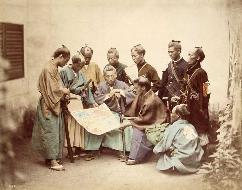 Contemporary Japanese photo showing Satsuma samurai.
