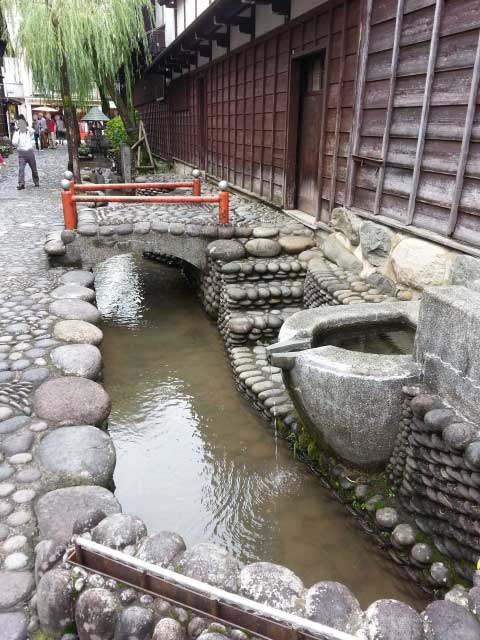 Wooden Mizufune water basin, Gujo Hachiman.