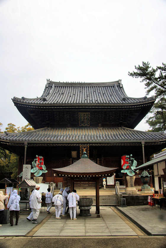 Pilgrims at temple 75, Zentsuji, birthplace of Kobo Daishi, Shikoku.