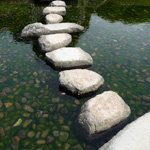 Stepping stones in Japanese gardens.