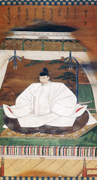 Toyotomi Hideyoshi pictured on a scroll.