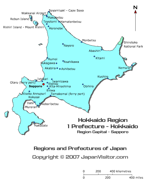 Hokkaido Prefecture map.