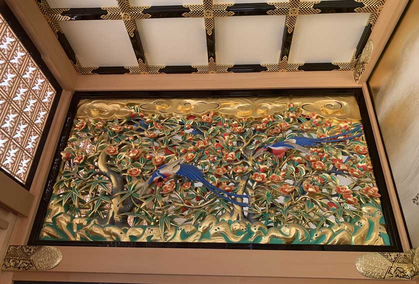 Ornate woodwork at the Hommaru Palace of Nagoya Castle.