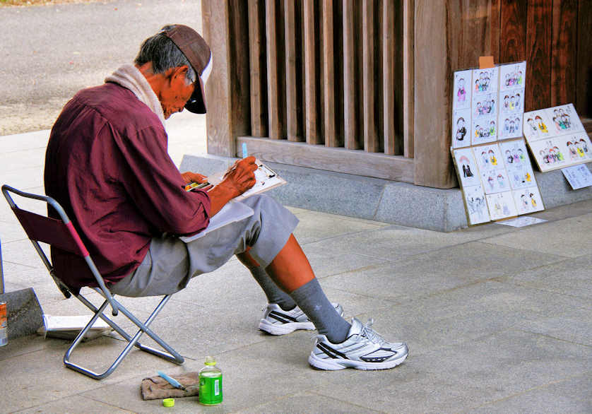 Artist at work at Horinji Temple.