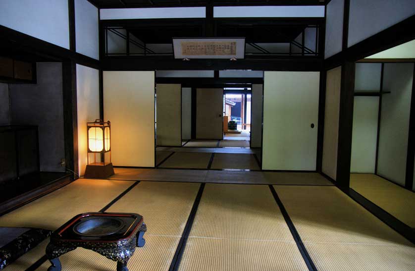 Study room with tatami mats at the Former Hosokawa Mansion, Kyushu.