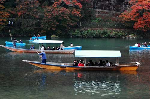 A Hozu River Boat Cruise with spectacular autumn leaves in Arashiyama