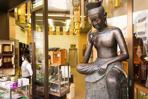 Buddhist goods store on Asakusa-dori Avenue, Taito ward, Japan.