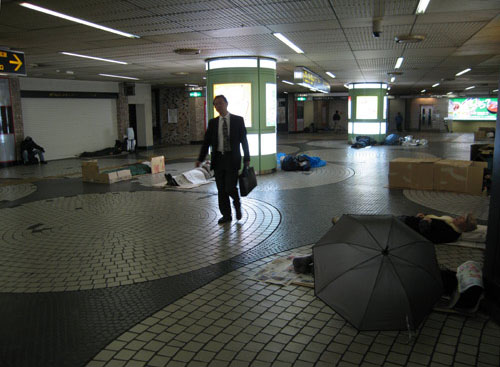 Inside Shinjuku Station late at night, Tokyo.