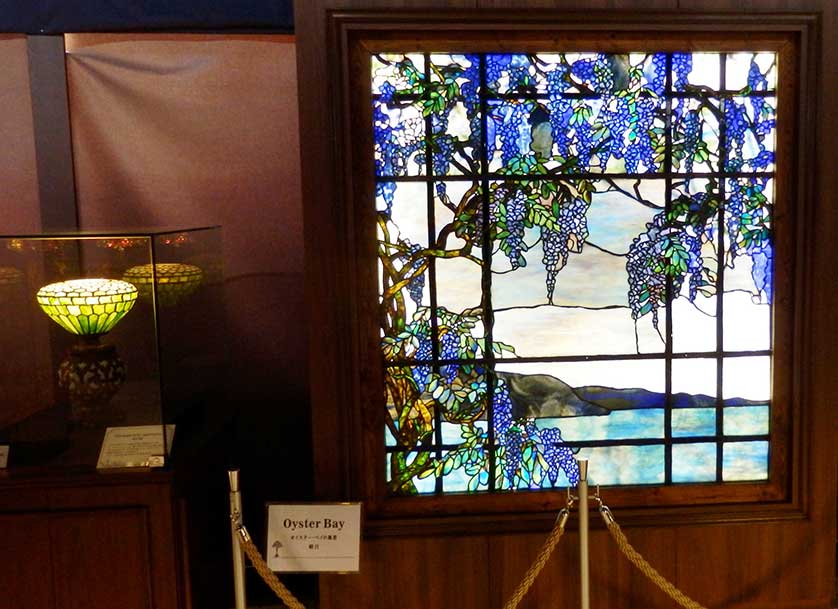 Oyster Bay stained glass window designed by Louis Comfort Tiffany at the New York Lamp and Flower Museum (Izu Kaiyo Park).