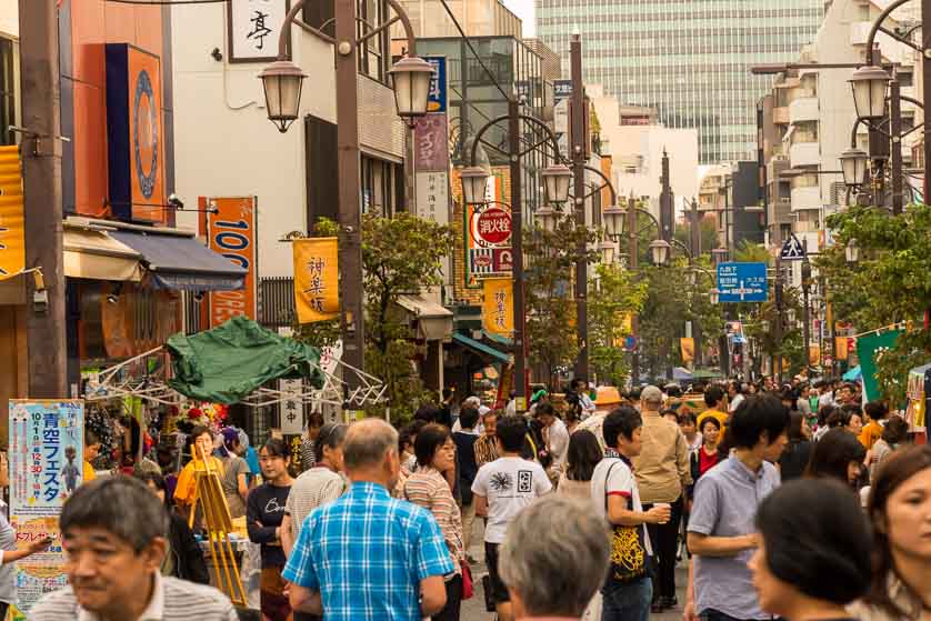 Pedestrianized main street of Kagurazaka, Shinjuku ward, Tokyo.