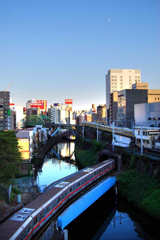 View of the Kanda River from Hijiribashi Bridge, Tokyo.