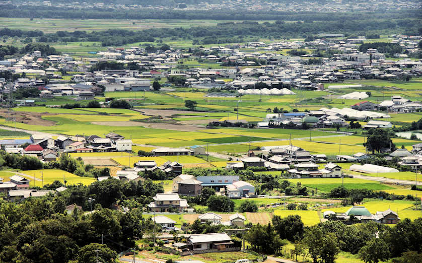 View across the river valley from Kirihata-ji Temple, at about 150 meters above sea level.