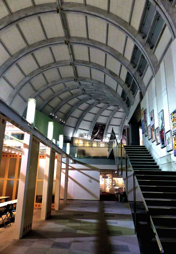 Interior of the Kitakyushu Literature Museum, designed by Arata Isozaki.
