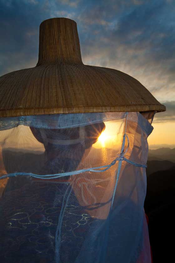 Kumano Kodo minachi-gasa conical straw hat.