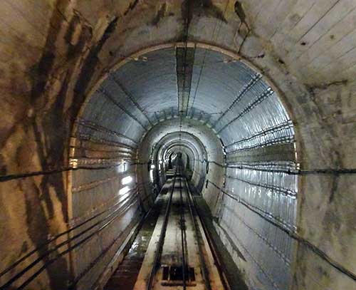 Cable Car Tunnel Under Mountain, Tateyama Kurobe Alpine Route.